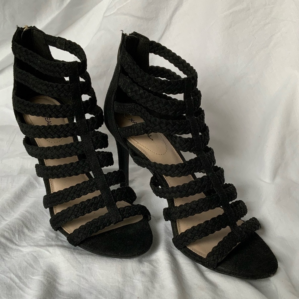 Xappeal Roman Style Black Heels Size 8.5 Like New
